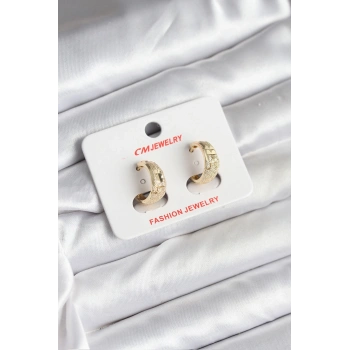 14K Gold Renk Kaplama Lazer Halka CM Kadın Küpe