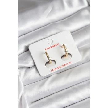 14K Gold Renk Kaplama Zirkon Taşlı Halka Model CM Kadın Küpe