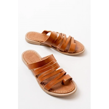 169-082 Taba Ortopedik Hakiki Deri Kadın Terlik