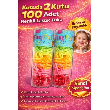 2 Kutu 100 Adet Renkli Lastik Toka Seti Karışık Renkli Saç Lastiği Çocuk ve Kadın Saç Tokası