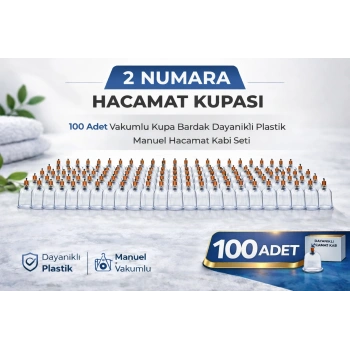 2 Numara Hacamat Kupası 100 Adet Vakumlu Kupa Bardak Dayanıklı Plastik Manuel Hacamat Kabı