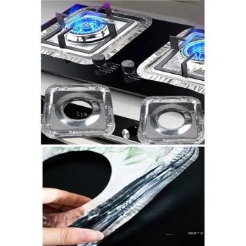 20 Adet Ocak Üstü Koruyucu Leke Önleyici Isıya Dayanıklı Yıkanabilir Ocak Gözü Izgara Koruyucu Folyo