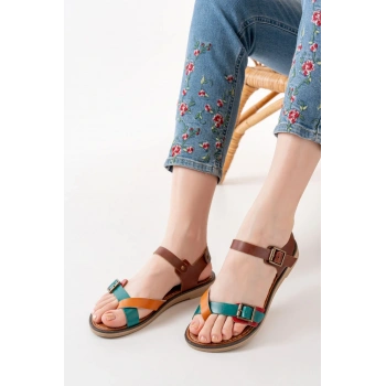 205-091 Multi Ortopedik Hakiki Deri Kadın Sandalet
