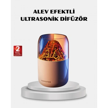 280ml Alev Işıklı Ultrasonik Hava Nemlendirici Sessiz ve USB Şarjlı