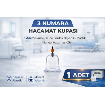 3 Numara Hacamat Kupası 1 Adet Vakumlu Kupa Bardak Dayanıklı Plastik Manuel Hacamat Kabı