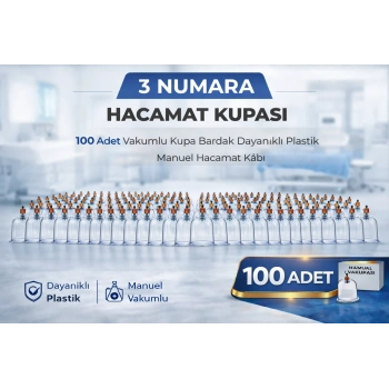 3 Numara Hacamat Kupası 100 Adet Vakumlu Kupa Bardak Dayanıklı Plastik Manuel Hacamat Kabı