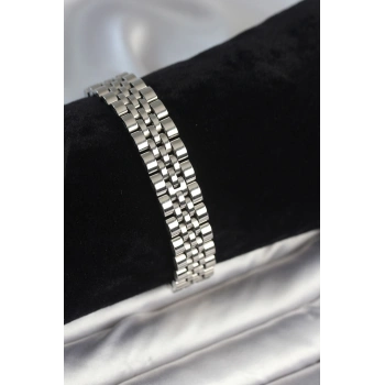 316L Çelik 12 mm Kalınlıkta Gümüş Renkli Erkek Bileklik