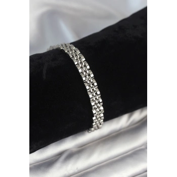 316L Çelik 7 mm Kalınlıkta Gümüş Renkli Erkek Bileklik