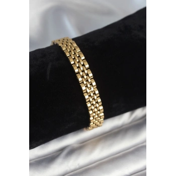 316L Çelik 9 mm Kalınlıkta Gold Renkli Erkek Bileklik