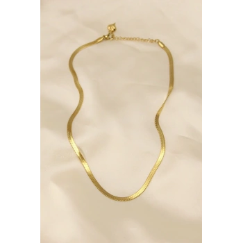 316L Çelik Altın Renk 45 cm İtalyan Zincir Model Kadın Kolye