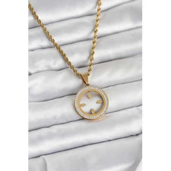 316L Çelik Burgu Zincir Model Çeyrek Takılabilir Kadın Kolye