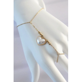 316L Çelik Gold Renk Beyaz Bubble Kalp Tasarımlı Şahmeran