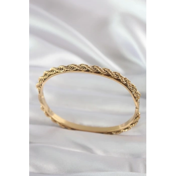 316L Çelik Gold Renk Burgu Zincir Model Kadın Kelepçe