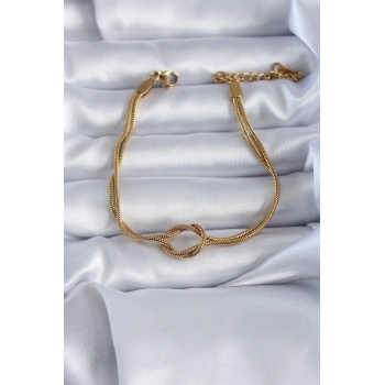 316L Çelik Gold Renk Düğüm Model Kadın Bileklik