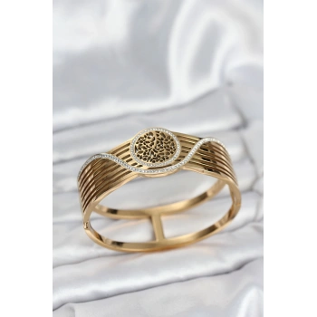 316L Çelik Gold Renk Yaşam Ağacı Modelli Kadın Kelepçe Bileklik