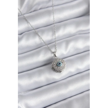 316L Çelik Gold Renk Zirkon Taşlı Göz Model Kadın Kolye