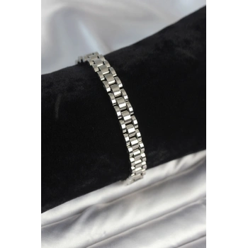 316L Çelik Gümüş Renk 7 mm Kalınlık Erkek Bileklik