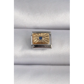 316L Çelik Gümüş Renk Altın Göz İşlemeli Nomination Charm