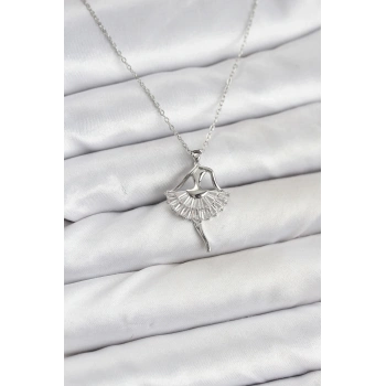 316L Çelik Gümüş Renk Balerin Model Kadın Kolye