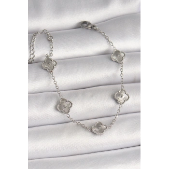 316L Çelik Gümüş Renk İşlemeli Baby Boy Yonca Model Kadın Bileklik