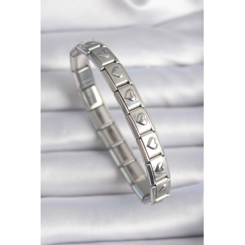 316L Çelik Gümüş Renk Kalp İşleme Nomination Charm Bileklik