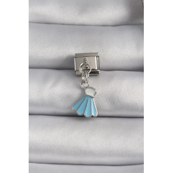 316L Çelik Gümüş Renk Mavi Renk Sallantı Elbise Model Nomination Charm