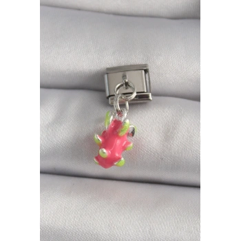 316L Çelik Gümüş Renk Sallantı Ejder Meyvesi Model Nomination Charm