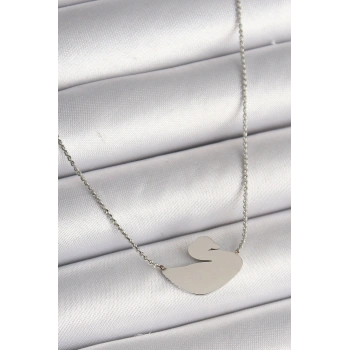 316L Çelik Gümüş Renk Zincir Kuğu Model Kadın Kolye