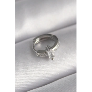 316L Çelik Gümüş Renk Zirkon Taşlı Tragus Piercing