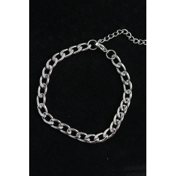 316L Çelik Kalın Klasik Model Gümüş Renk Erkek Bileklik