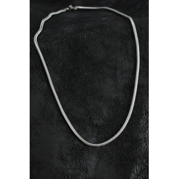 316L Çelik Oval İtalyan Zincir Model Gümüş Renk Erkek Kolye