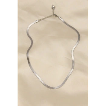 316L Çelik Silver Renk 45 cm İtalyan Zincir Model Kadın Kolye