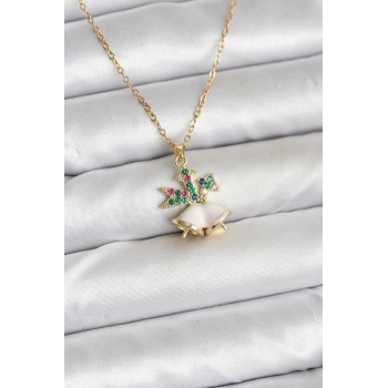 316L Çelik Zincir Gold Renk Chirtsmas Bell Model Yılbaşı Temalı Kadın Kolye