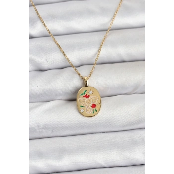 316L Çelik Zincir Gold Renk Fil Figürlü Kadın Kolye