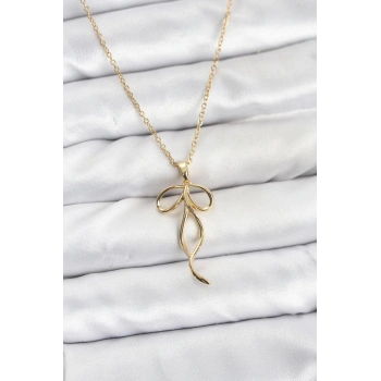 316L Çelik Zincir Gold Renk Fiyonk Model Kadın Kolye