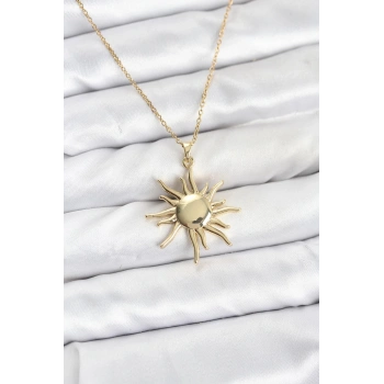 316L Çelik Zincir Gold Renk Güneş Model Kadın Kolye
