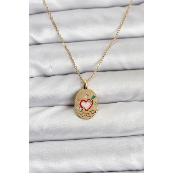 316L Çelik Zincir Gold Renk Kalp Figürlü Kadın Kolye
