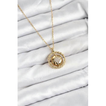 316L Çelik Zincir Gold Renk Kutup Yıldızı Model Kadın Kolye