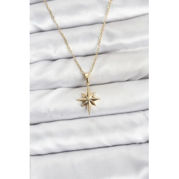 316L Çelik Zincir Gold Renk Kutup Yıldızı Model Kadın Kolye