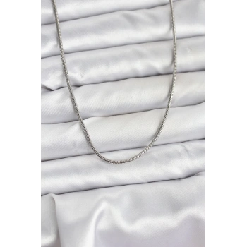 316L Çelik Zincir Gümüş Renk 60 cm Yılan Zincir Kadın Kolye