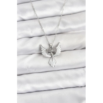 316L Çelik Zincir Gümüş Renk Anka Kuşu Model Kadın Kolye