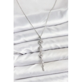 316L Çelik Zincir Gümüş Renk Kutup Yıldızı Enerji Model Kadın Y Kolye