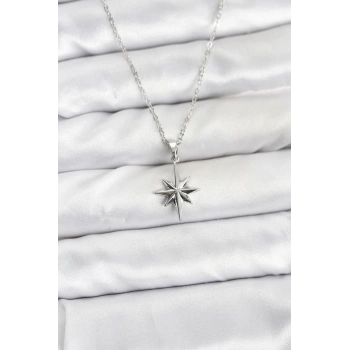 316L Çelik Zincir Gümüş Renk Kutup Yıldızı Model Kadın Kolye
