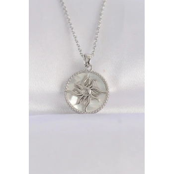 316L Çelik Zincir Gümüş Renk Oval Tasarımlı Güneş Kolye