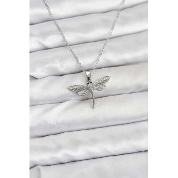 316L Çelik Zincir Gümüş Renk Yusufçuk Model Kadın Kolye