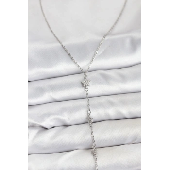 316L Çelik Zincir Gümüş Renkli Yıldız Model Kadın Y Kolye