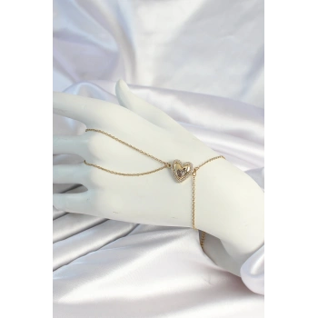 316L Çelik Zincirli Gold Renk Kalp Figürlü Şahmeran