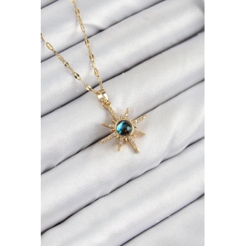 316L Çelik Zirkon Taşlı Kutup Yıldızı Model Gold Renk Kadın Kolye