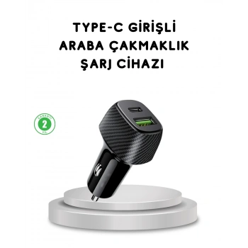 38W Araç Şarj Cihazı Type-C PD USB Hızlı Şarj Çift Port