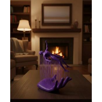 3D El İnsan Figürü Mor Modern Sanatsal Dekoratif Biblo 12x18 cm